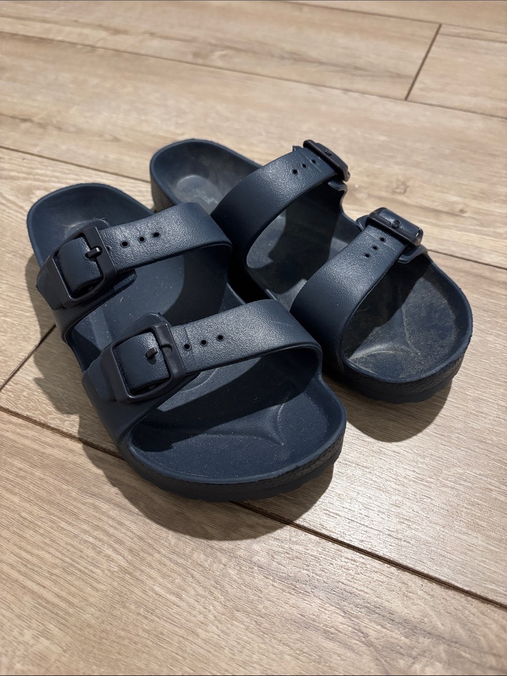 Kids Double-Buckle Slide Sandals in Navy